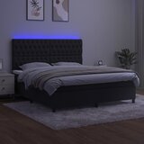  Krevet box spring s madracem LED crni 160x200 cm baršun | shoptok.hr