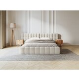 Micadoni Home Kremno bela oblazinjena zakonska postelja s prostorom za shranjevanje z letvenim dnom 160x200 cm Mamaia – | Shoptok.si