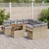  Set Vrtnih Sofi od 9 Komada s Jastucima u Bež Poly Ratan | shoptok.hr