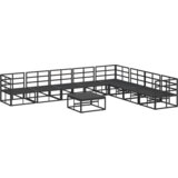 vidaXL Vrtna sedežna garnitura 9 pcs Črna 70 x 70 x 32 cm Aluminij | Shoptok.si