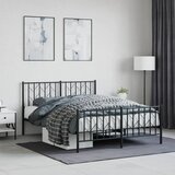Maison Chic Kovinski Posteljni okvir - Dvoposteljna postelja - Zakonska postelja z vzglavjem in vznožjem črn 140x200 cm, (21695933) | Shoptok.si