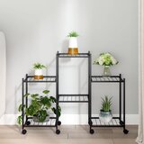  Stalak za cvijeće s kotačima 83x25x63,5 cm crni željezni | shoptok.hr