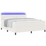 vidaXL Postelja s škatlastim vzmetenjem z vzmetnico & LED kremasta super king kordurojna tkanina, (22083003) | Shoptok.si