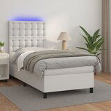 The Living Store Box spring postelja z vzmetnico LED bela 90x200 cm umetno usnje - Box Spring Postelja, (21517172) Cene