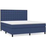 vidaXL Box spring postelja z vzmetnico modra 180x200 cm blag | Shoptok.si