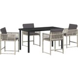 vidaXL Komplet za jedilnico v vrtu 5 pcs Svetlo siva poli ratan | Shoptok.si