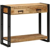 vidaXL Konzolna Miza Rjava, Črna Trden mangov les, železo 90 x 33 x 75 cm | Shoptok.si