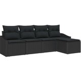  Set vrtnih kauča Set od 5 Crna Ratan Poliester jastuci | shoptok.hr