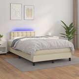 Krevet box spring s madracem LED krem 120x200cm od umjetne kože | Eponuda.ba