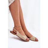 EVENTO Womens Sandals On Flat Heel Golden Weanise | Shoptok.si