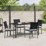 vidaXL Set 3 Črna Poli ratan 54x62.5x89 cm Vzdržljiv Vrtna stolica | Shoptok.si