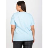 Fashion Hunters Plus size light blue printed t-shirt Cene
