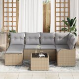  7-delni set vrtnih kavčev z vzglavniki črn poli ratan | Shoptok.si