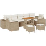 vidaXL set za vrt od 10 dijelova s jastučićima, bež, poli ratan, akacija, set za vrt od 3 dijela s jastučićima, bež, poli ratan, akacija | shoptok.hr