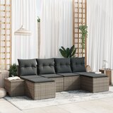 vidaXL 6-delna vrtna garnitura z blazinami siva poli ratan | Shoptok.si