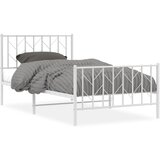  The Living Store Kovinski posteljni okvir z vzglavjem in vznožjem bel 100x190 cm - Posteljni Okvir, (21447531) | Shoptok.si