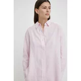 Samsoe Samsoe Lanena košulja SALOVA boja: ružičasta, relaxed, s klasičnim ovratnikom, F24100188