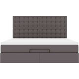 vidaXL Otomanski posteljni okvir z vzmetnico siv 180x200 cm um. usnje | Shoptok.si