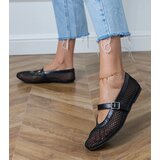 Gemre Turina black mesh ballet flats with buckle | Shoptok.si