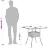 vidaXL Vrtni stol sa staklenom pločom crni 80x80x75 cm od poliratana | shoptok.hr
