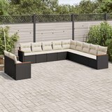  11-dijelni set vrtnih sofa od poliratana s jastucima crni Cijene