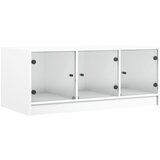 vidaXL Klubska mizica s steklenimi vrati bela 102x50x42 cm, (21026535) Cene