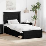  Okvir za krevet Crna 100 x 200 cm Čvrsto borovo drvo | shoptok.hr