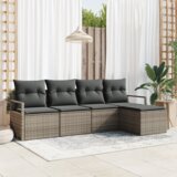 vidaXL 5 delni vrtni kavčni set z blazinami siva poli ratan | Shoptok.si