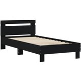  The Living Store Posteljni okvir z vzglavjem črn 75x190 cm inženirski les - Posteljni Okvir, (21501580) | Shoptok.si
