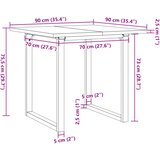  Blagovaonski stol O-oblika 90x90x75,5 cm od borovine i čelik | shoptok.hr
