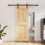  Klizna vrata Prirodna i crna 80 x 210 cm Čvrsta borovina | shoptok.hr