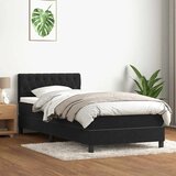 vidaXL Box spring postelja z vzmetnico črna 90x210 cm žamet Cene