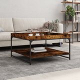  Stolić za kavu boja hrasta 80 x 80 x 45 cm od drva i željeza | shoptok.hr