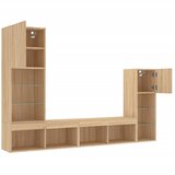 4-dijelni zidni TV elementi s LED svjetlima boja hrasta drveni Smeđa | Shoptok.si
