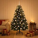  Umjetno božićno drvce zeleno s kuglicom 150 cm 150 LED lampica - Zelena s mraženim vrhovima Ø 80 x 150 cm s 150 LED dioda i bije | shoptok.hr