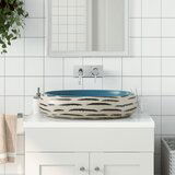 vidaXL nadpultni umivalnik večbarven ovalni 59x40x15 cm keramika | Shoptok.si
