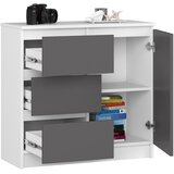 AKORD Jerry Komoda, 1 Vrata In 3 Predali, Bela/Grafitno Siva, (5000332349) | Shoptok.si