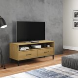 Ormarić za TV s metalnim nogama smeđi od masivne borovine OSLO | Eponuda.com