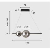  Ondaluce - LED luster na sajli FUFI (prigušiva) LED/40W/230V crna/zadimljena crna | Eponuda.com