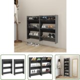 The Living Store Stenska omara za čevlje 2 kosa visok sijaj siva 60x18x90 cm - Stenska Omarica Za Čevlje, (21744426) Cene