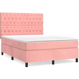 Maison Chic Box spring postelja - Vzmetna postelja z vzmetnico roza 140x200 cm žamet SL15675, (21884393) | Shoptok.si