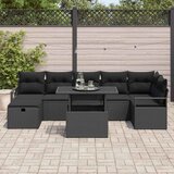 vidaXL Vrtna sedežna garnitura z blazino 8 pcs Črna Poly ratan, (5000154510) | Shoptok.si