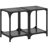  Stolići za kavu s crnim staklenim vrhom 2 kom 30x30x40 cm čelik | Eponuda.com
