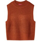 vidaXL Otroški brezrokavnik pleten konjak 128 | Shoptok.si