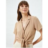 Koton Crop Shirt Tied Front Short Sleeves Buttoned Cene