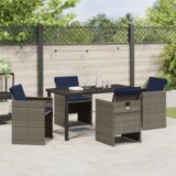 vidaXL 5-dijelni vrtni set za objedovanje s jastučićima sivi poliratan | shoptok.hr