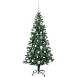 vidaXL Umjetna preddekorirana božićna jelka Zelena 150cm PVC in kovina | Shoptok.si