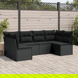 Maison Chic Seti vrtnega pohištva - Vrtna garnitura - Vrtni pohištvo set 6-delna z blazinami črna poli ratan, (21804025) | Shoptok.si