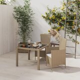 The Living Store Zunanja jedilna garnitura 3-delna z blazinami poli ratan bež - Zunanja Jedilna Garnitura, (21423359) Cene