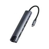 FastAsia Adapter-konvertor TIP C na HDMI+2xUSB 3.0+TFSD+2xTIP C+RJ45 | ePonuda.com